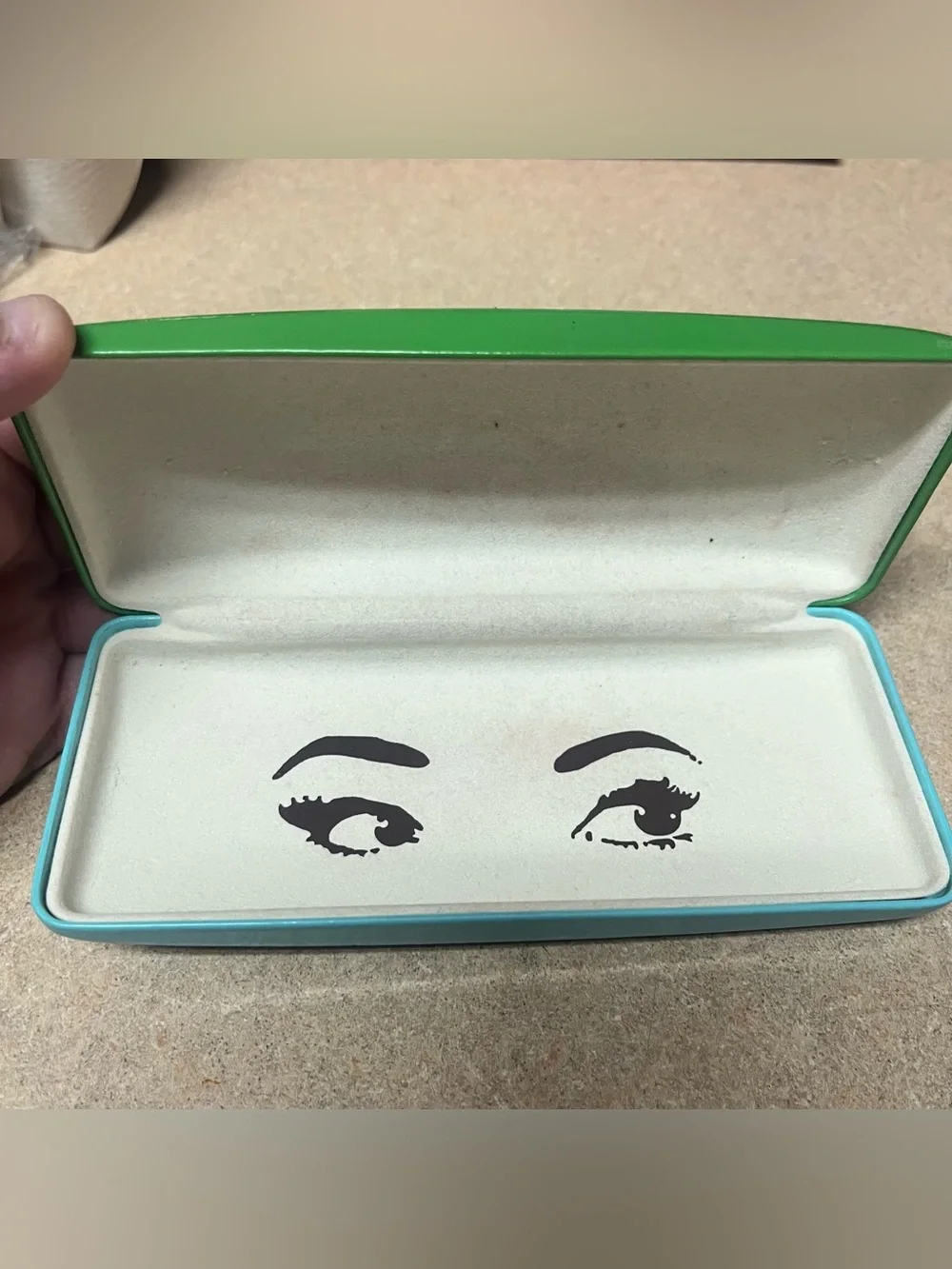 Kate Spade New York Eyeglasses Sunglasses Hard Case Green Blue With Lens Cloth